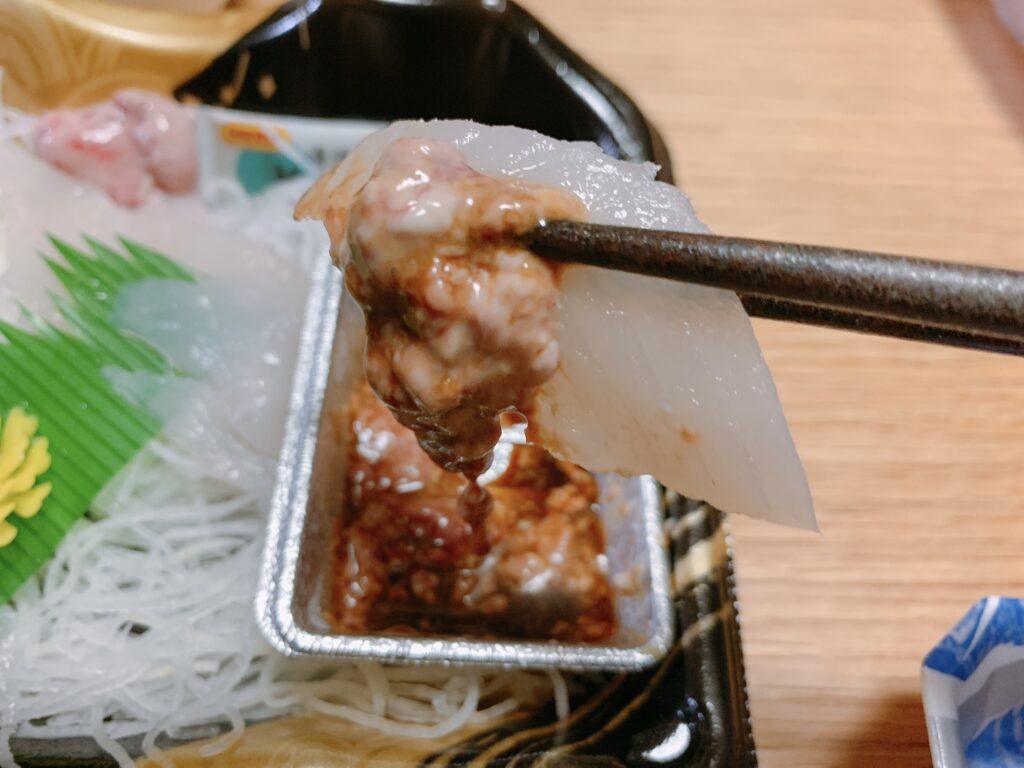 氷見産カワハギ刺身肝付